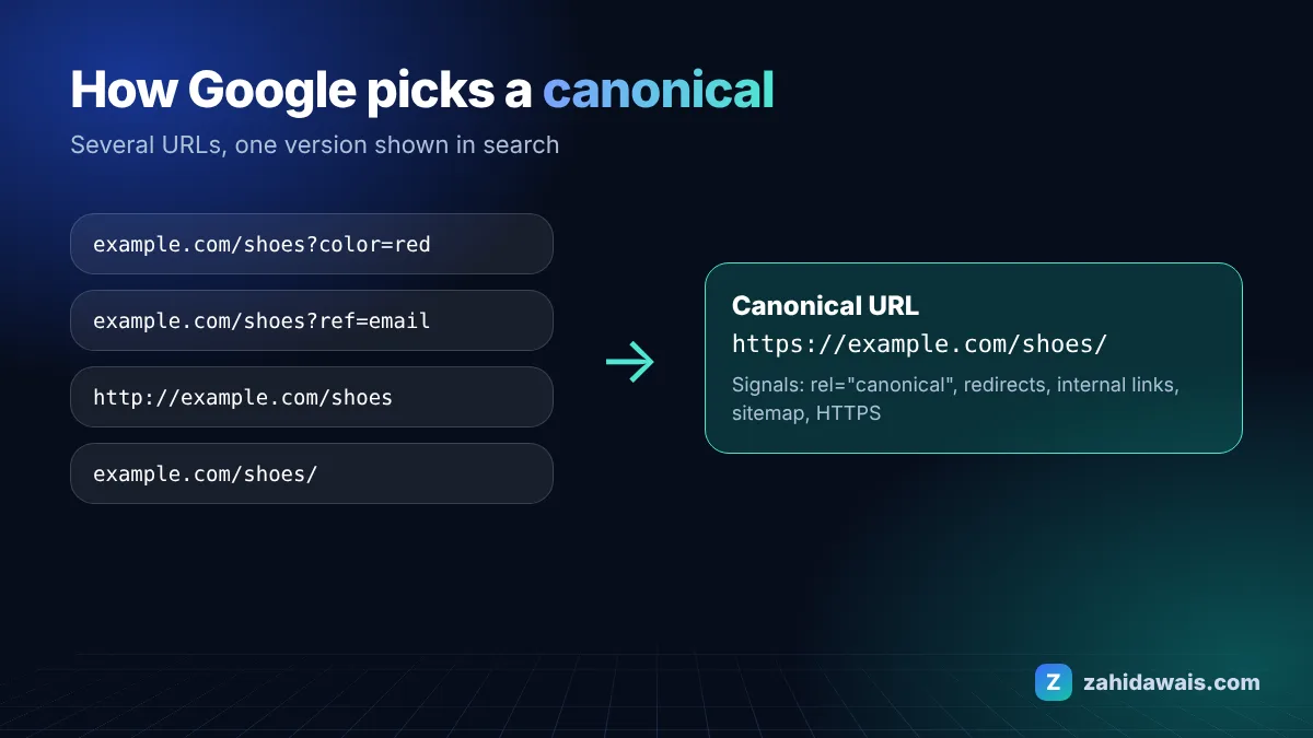 Several duplicate URLs pointing to one canonical URL