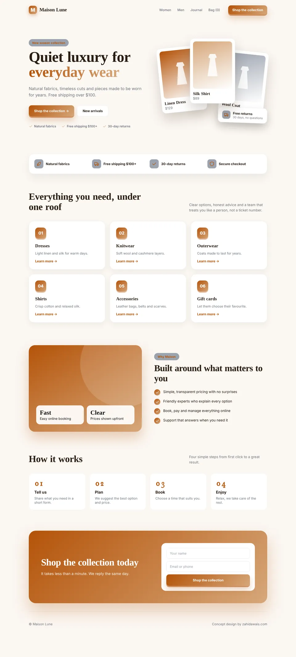Fashion e-commerce concept website design, desktop view