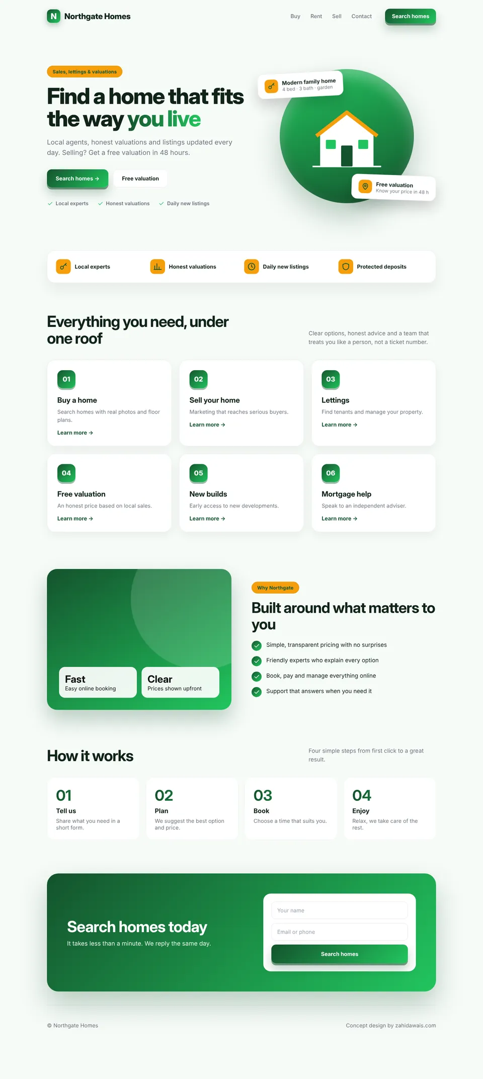 Real estate agency concept website design, desktop view