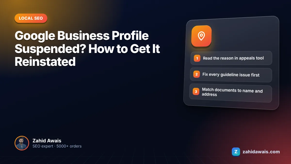Google Business Profile suspended notice with steps to appeal and get reinstated