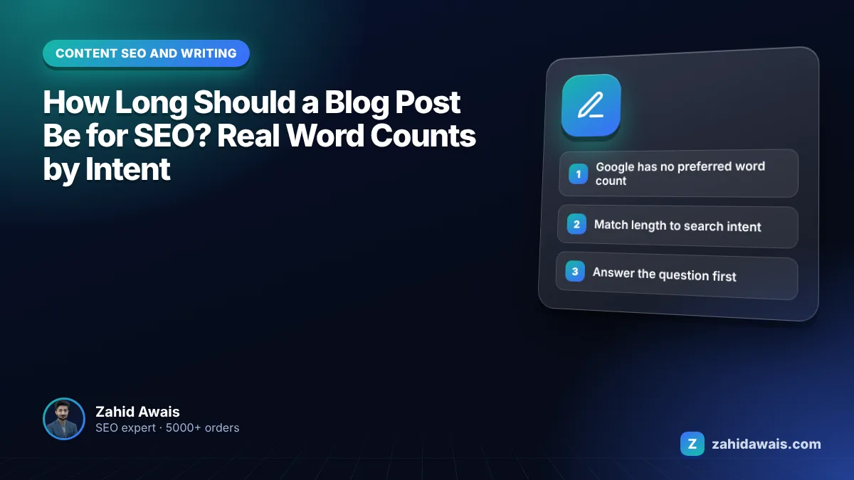 Chart comparing ideal blog post word counts for SEO by post type and search intent