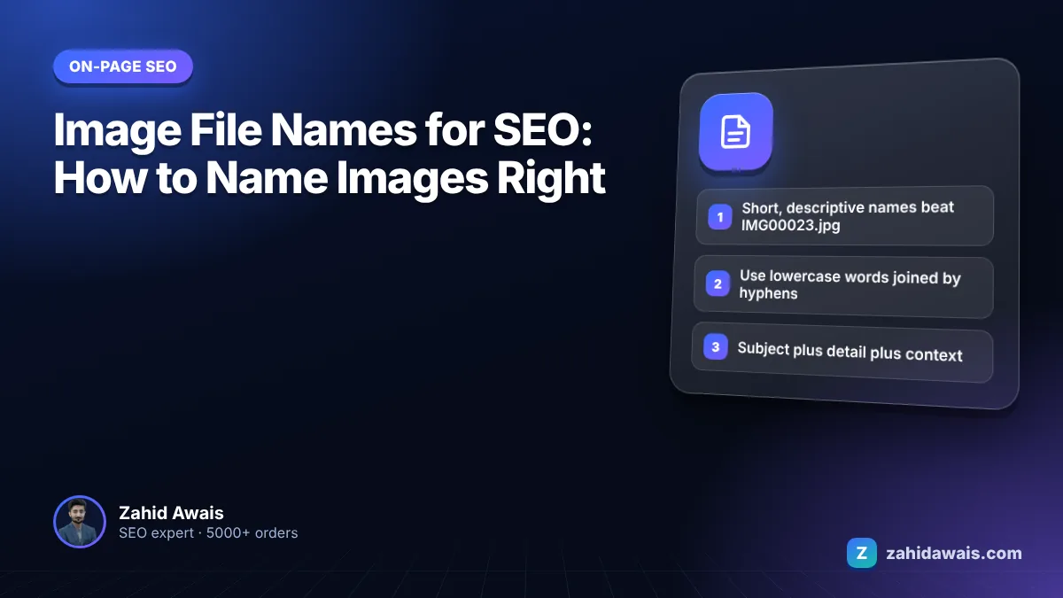 Camera filenames like IMG00023.jpg renamed to descriptive, hyphenated image file names for SEO