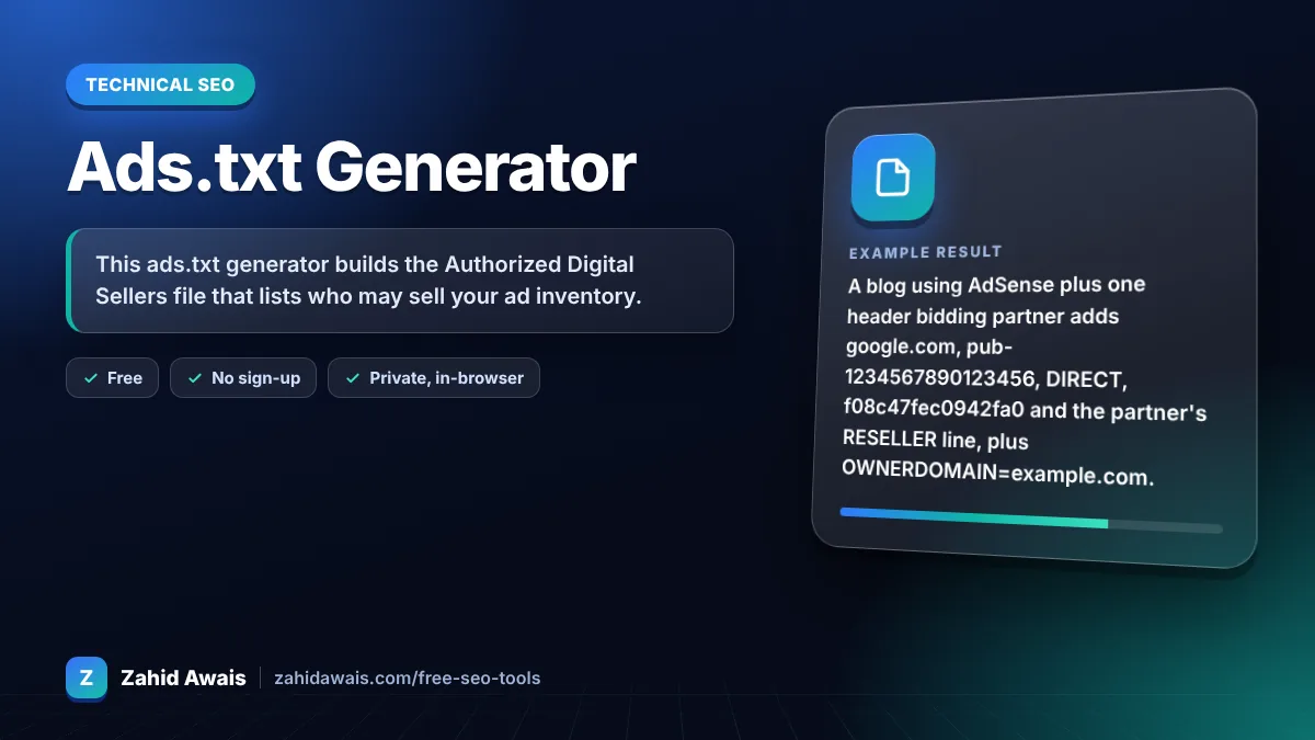 Ads.txt Generator: what it does and an example result