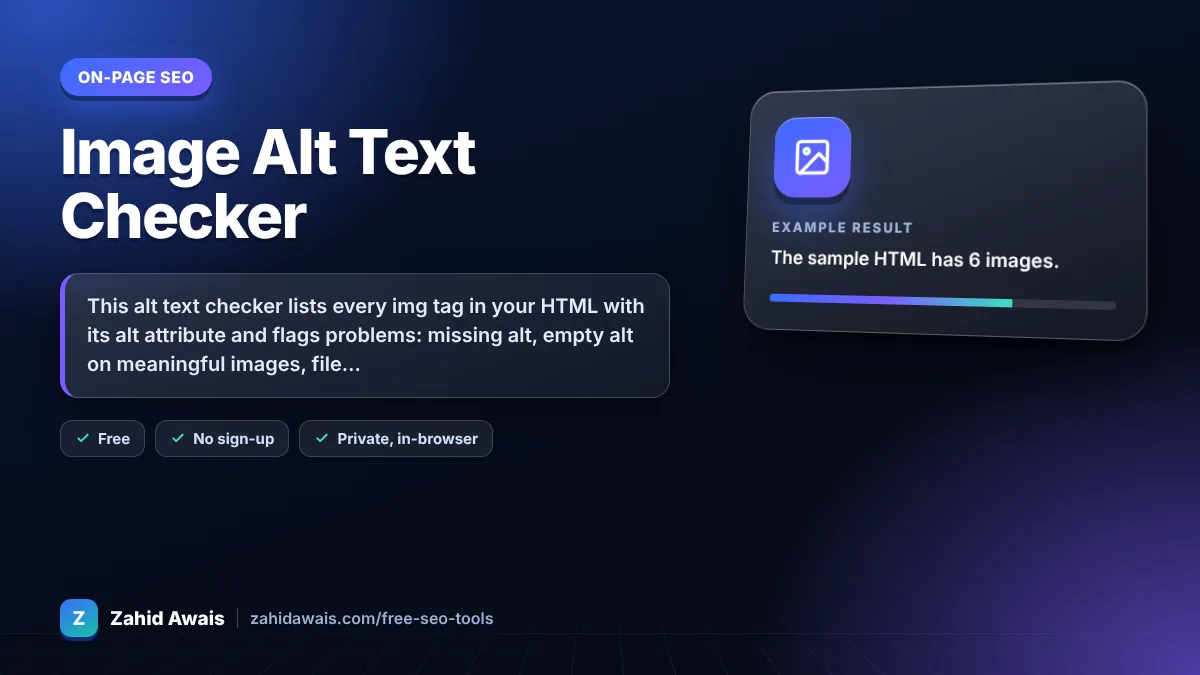 Image Alt Text Checker: what it does and an example result