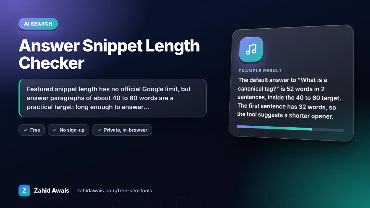 Answer Snippet Length Checker: what it does and an example result