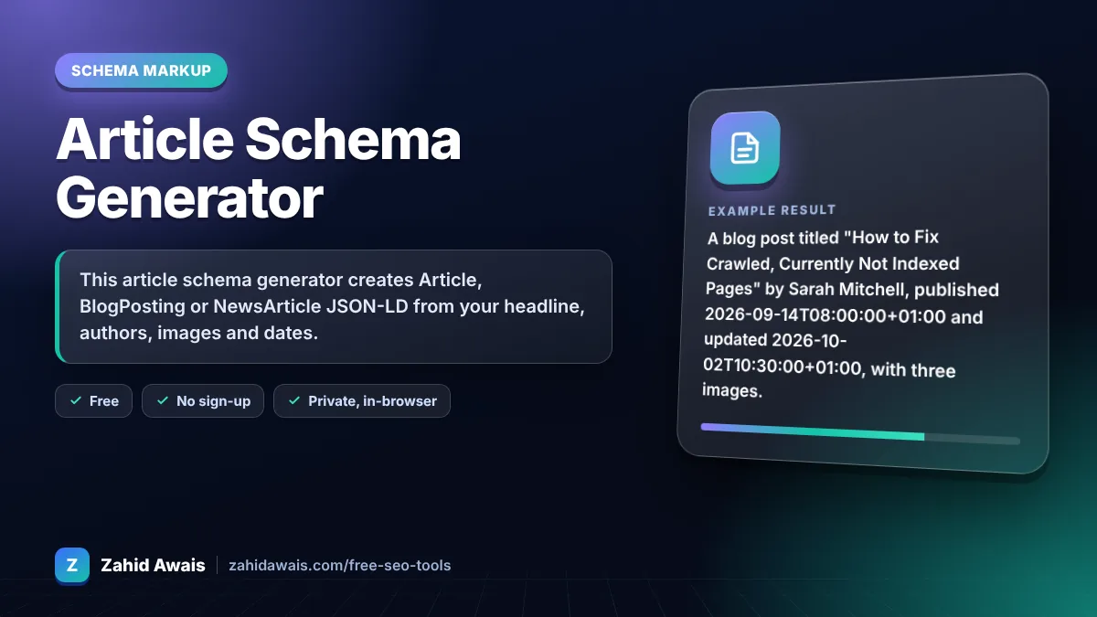 Article Schema Generator: what it does and an example result