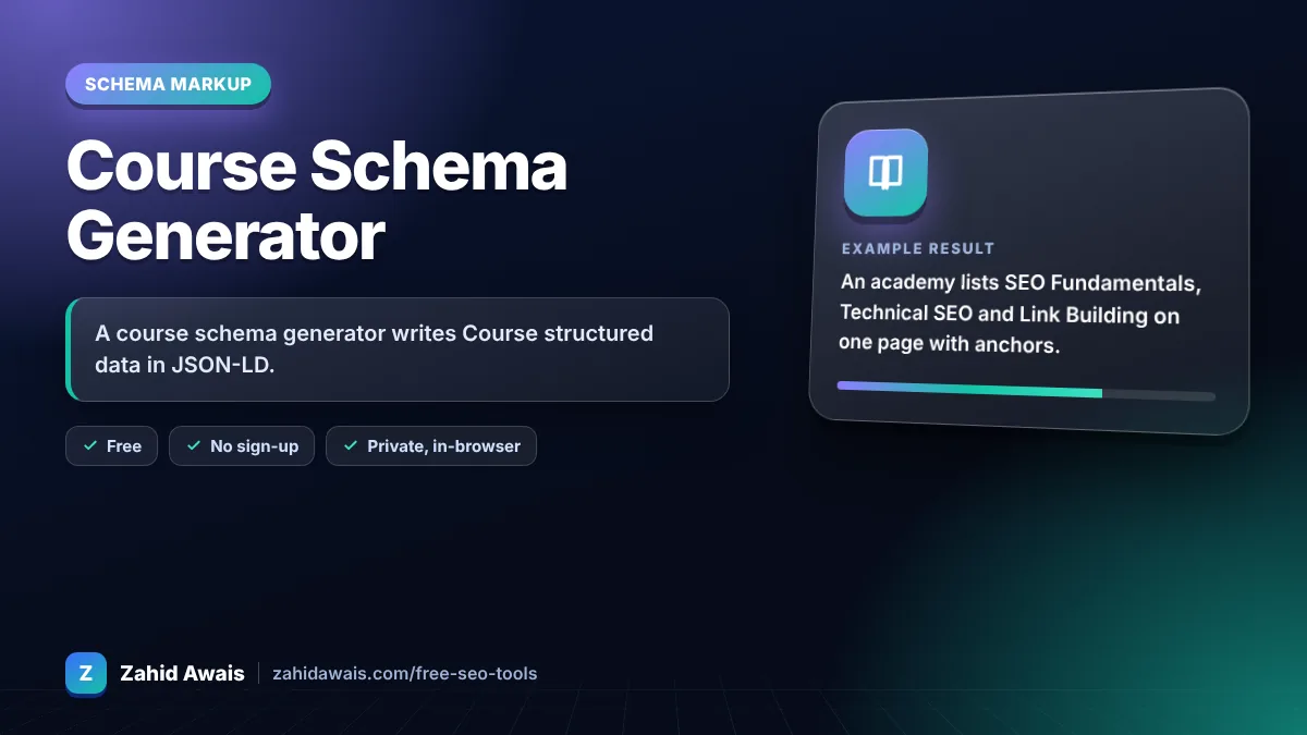 Course Schema Generator: what it does and an example result