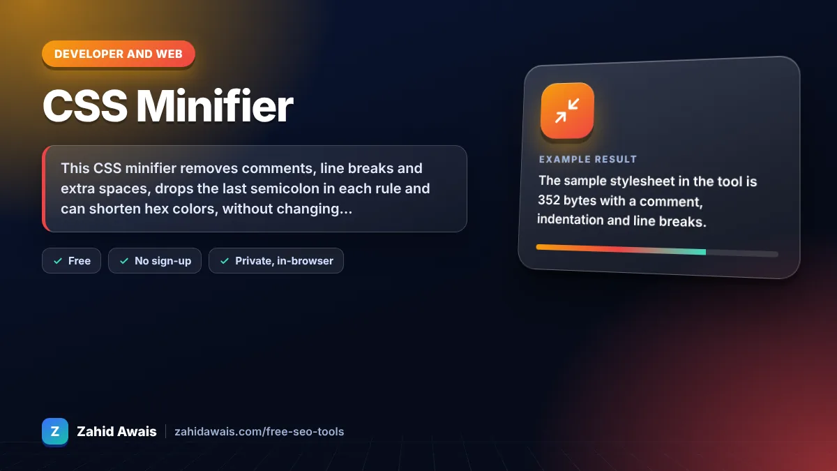 CSS Minifier: what it does and an example result