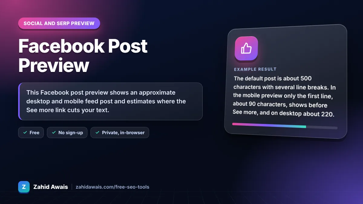 Facebook Post Preview: what it does and an example result