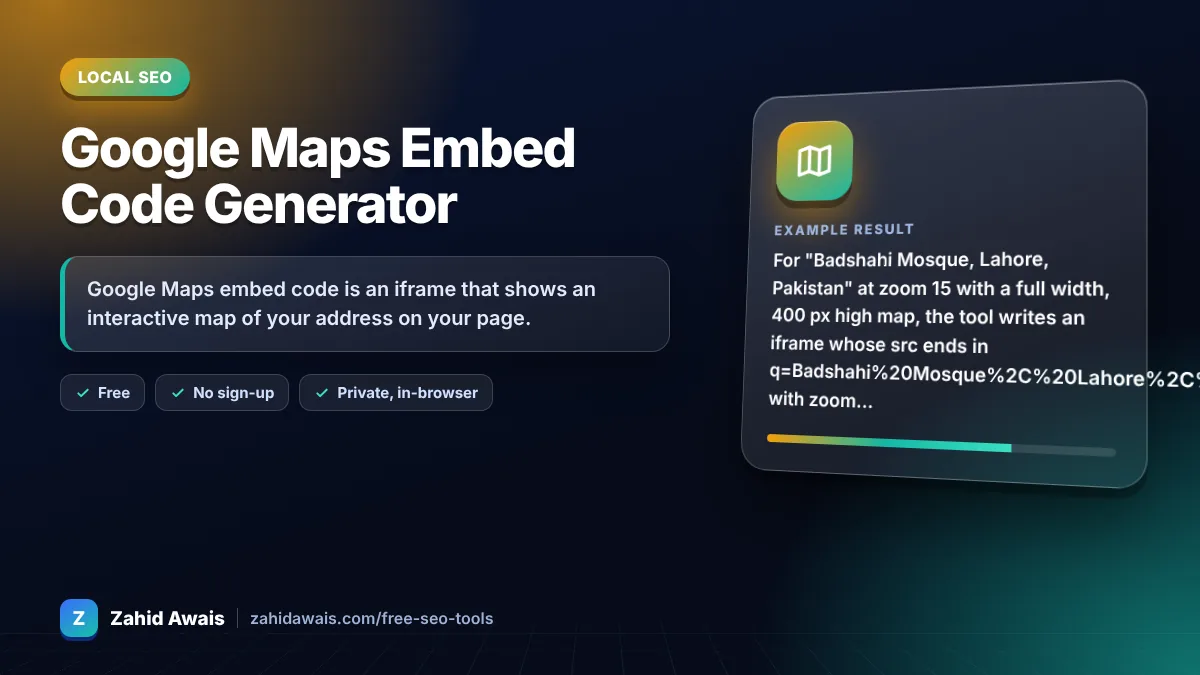 Google Maps Embed Code Generator: what it does and an example result