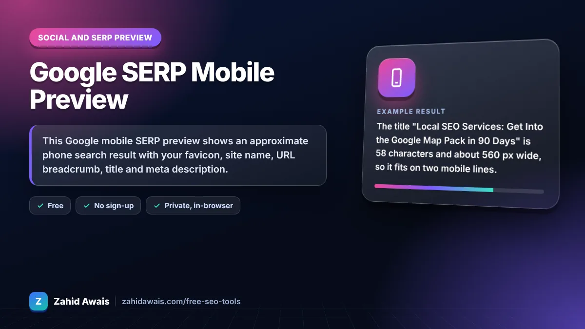 Google SERP Mobile Preview: what it does and an example result