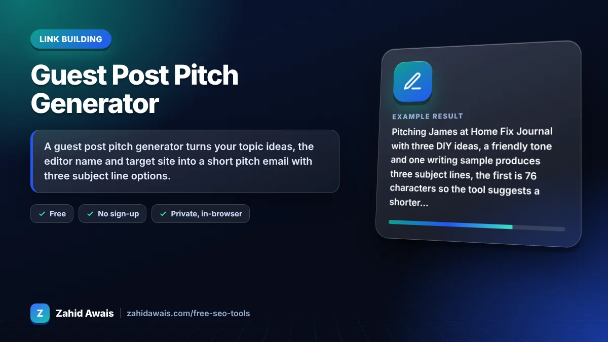Guest Post Pitch Generator: what it does and an example result