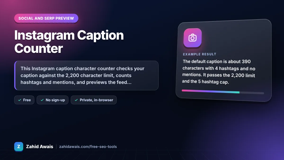 Instagram Caption Counter: what it does and an example result