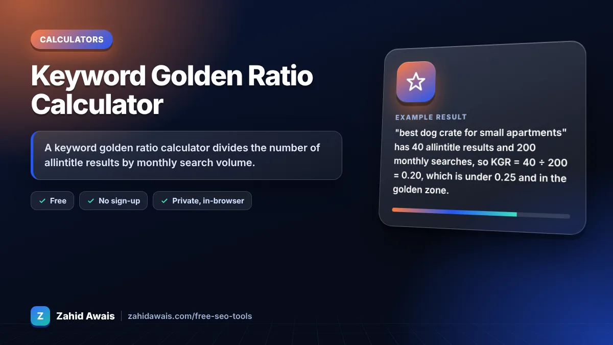 Keyword Golden Ratio Calculator: what it does and an example result