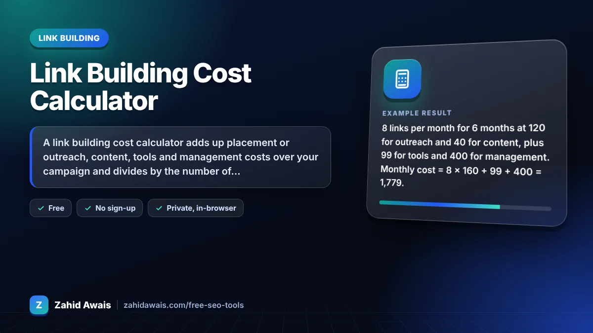 Link Building Cost Calculator: what it does and an example result