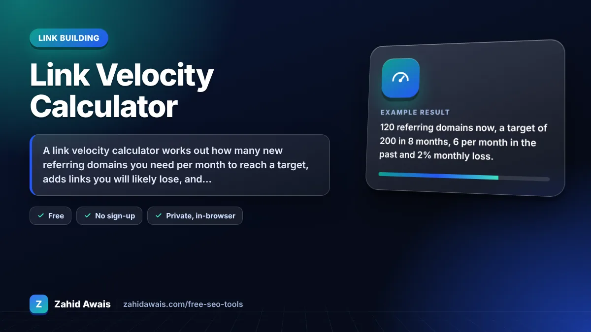 Link Velocity Calculator: what it does and an example result