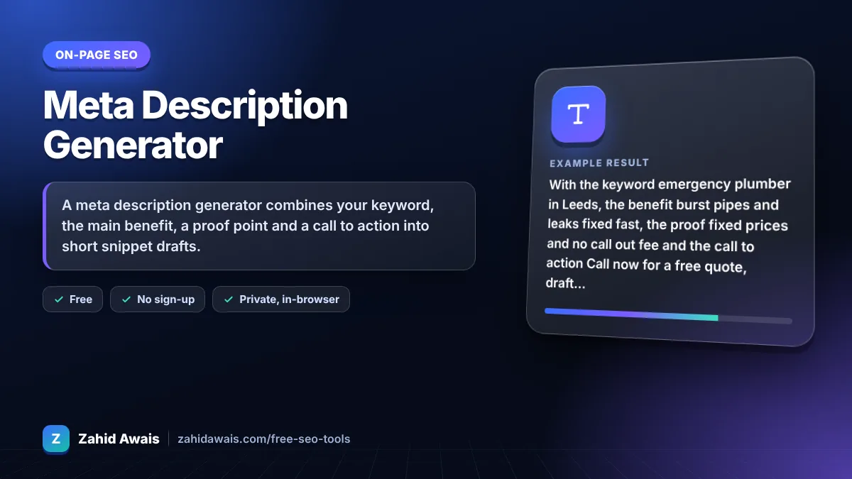 Meta Description Generator: what it does and an example result