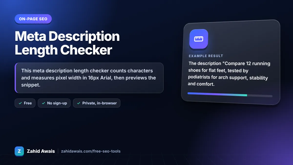 Meta Description Length Checker: what it does and an example result