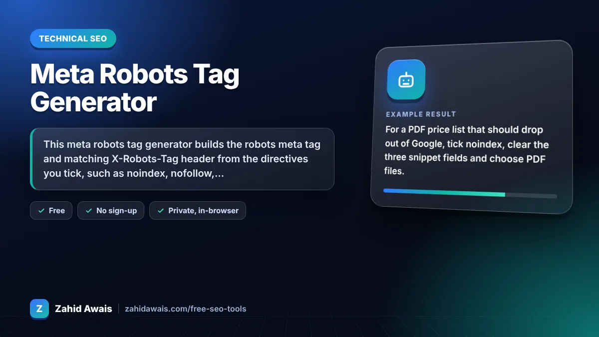 Meta Robots Tag Generator: what it does and an example result