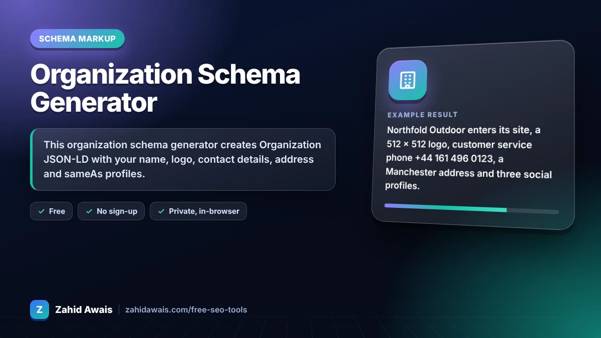 Organization Schema Generator: what it does and an example result