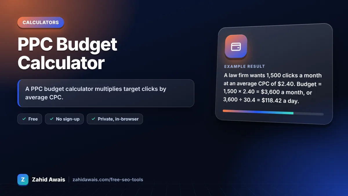 PPC Budget Calculator: what it does and an example result
