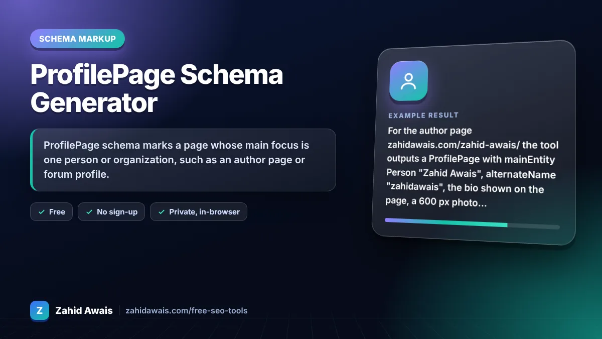 ProfilePage Schema Generator: what it does and an example result