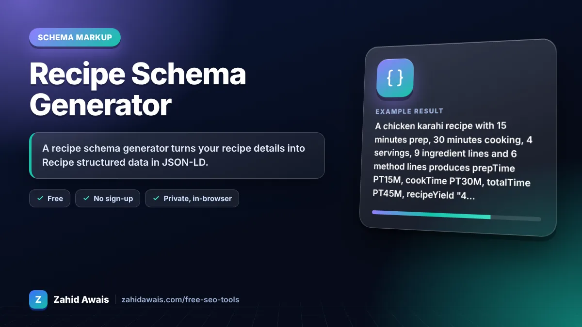 Recipe Schema Generator: what it does and an example result