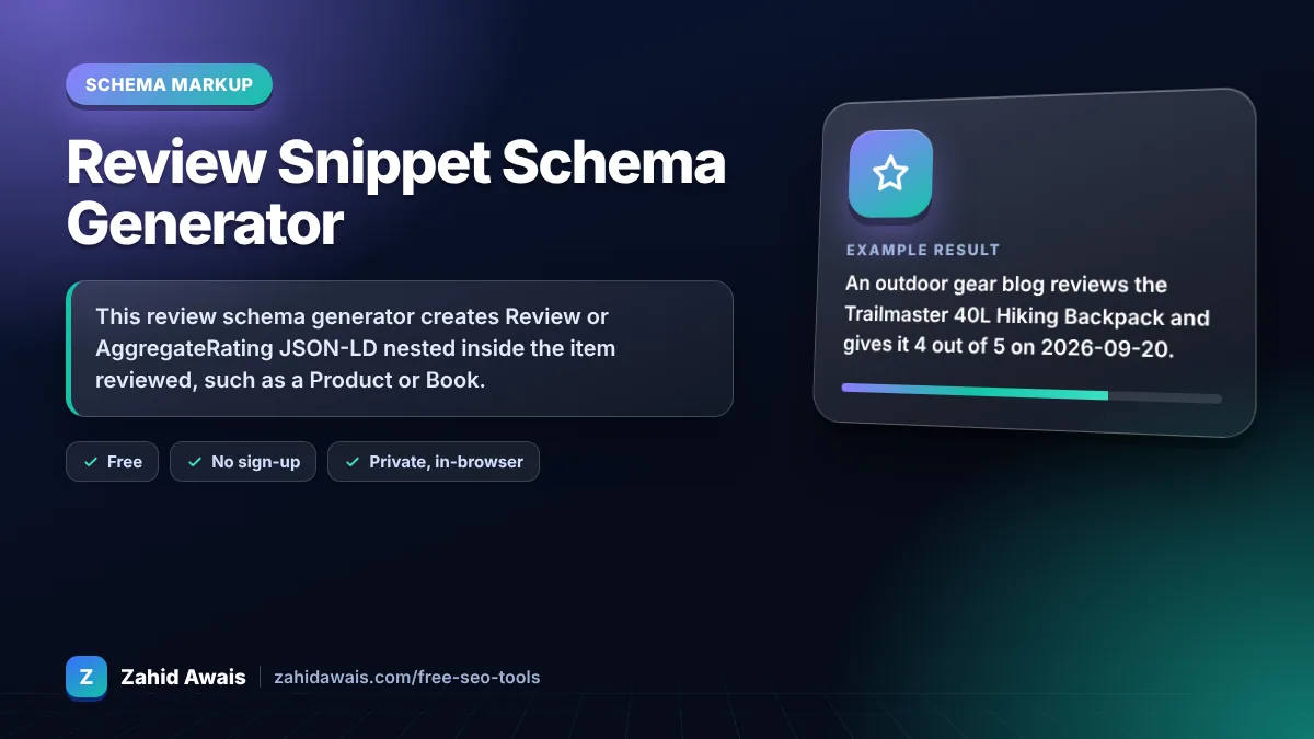 Review Snippet Schema Generator: what it does and an example result