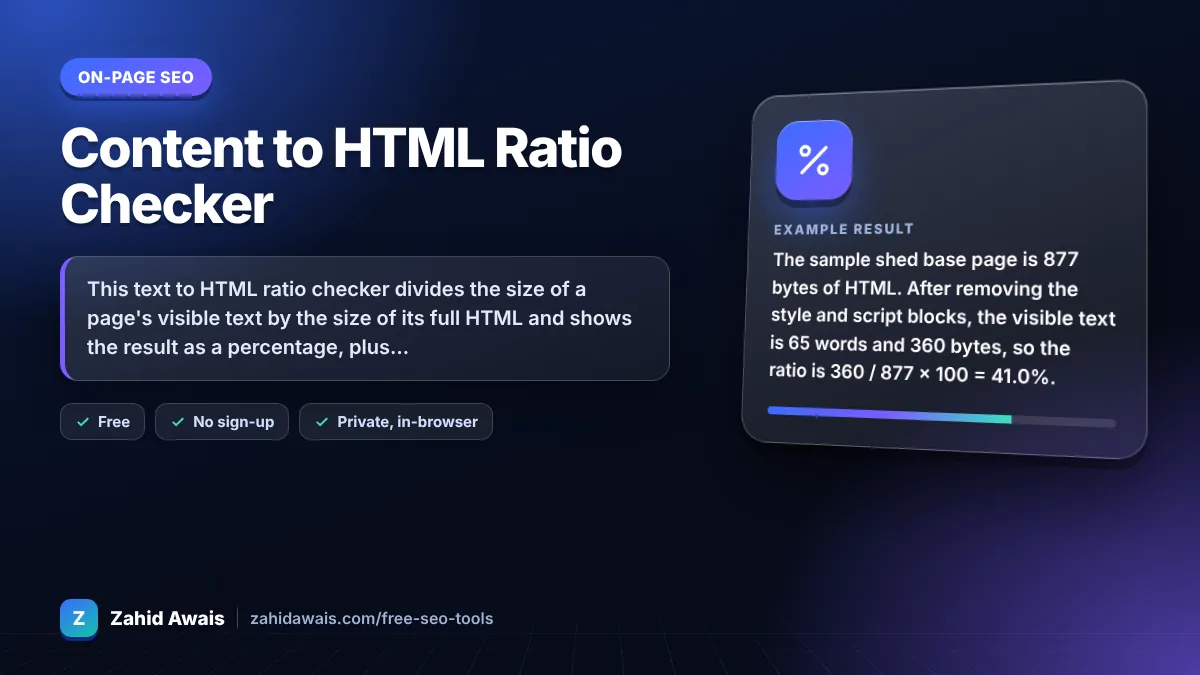 Content to HTML Ratio Checker: what it does and an example result