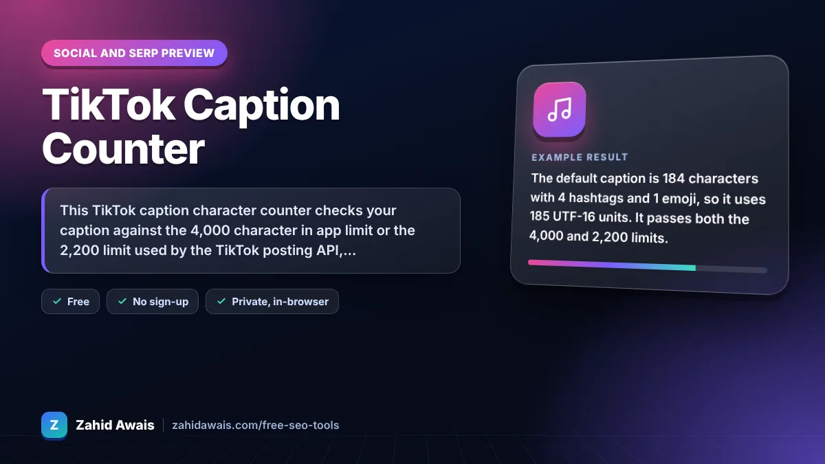 TikTok Caption Counter: what it does and an example result