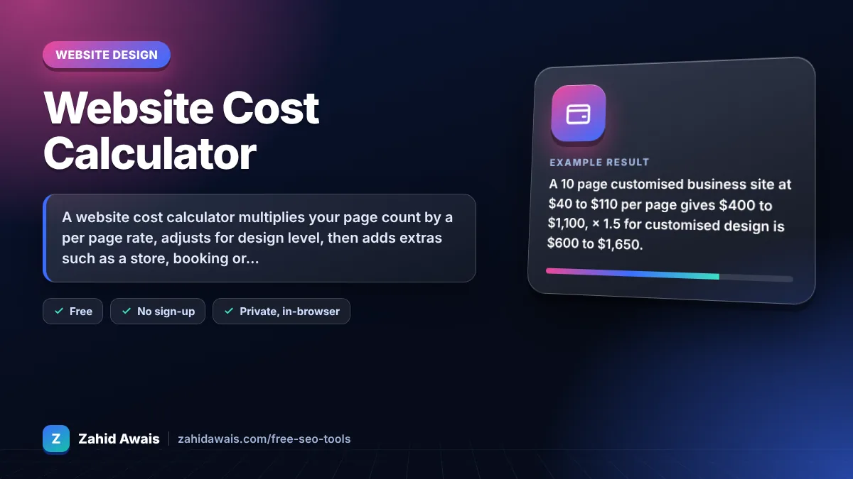 Website Cost Calculator: what it does and an example result