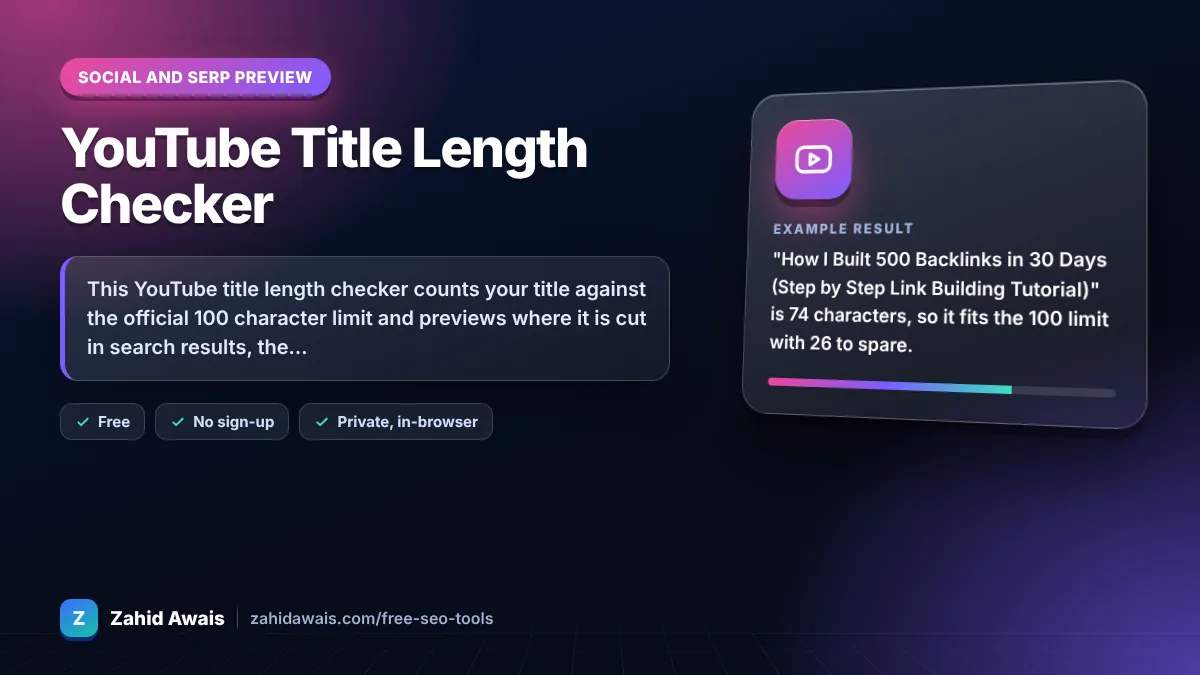 YouTube Title Length Checker: what it does and an example result