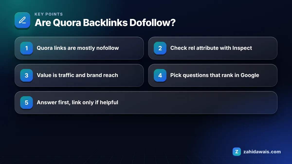 Key points: Are Quora Backlinks Dofollow?