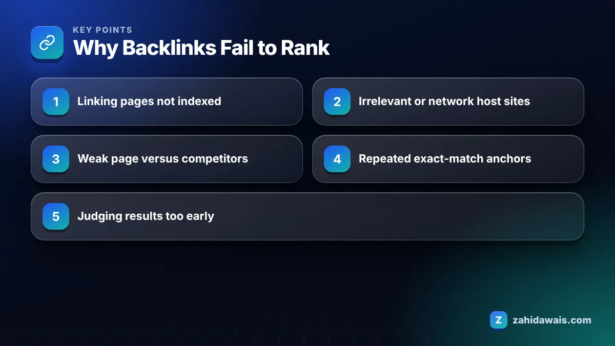 Key points: Why Backlinks Fail to Rank