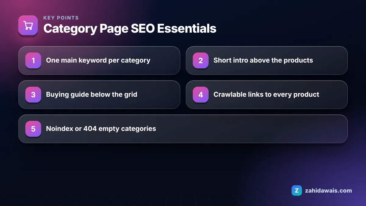 Key points: Category Page SEO Essentials