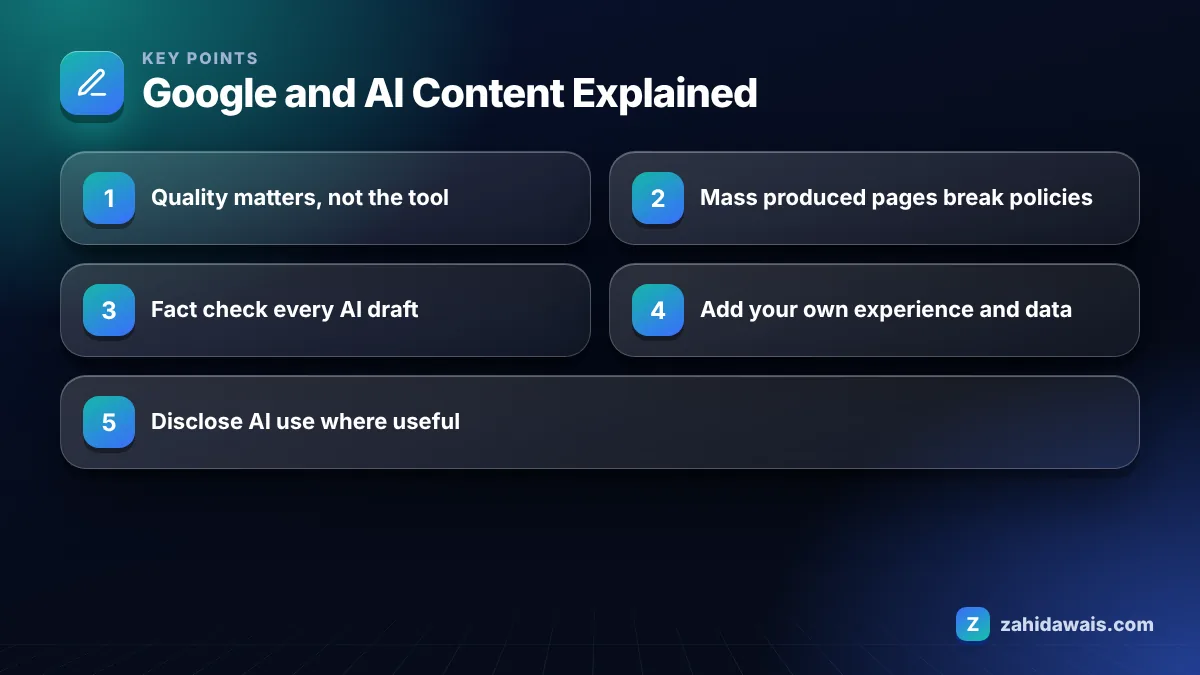 Key points: Google and AI Content Explained