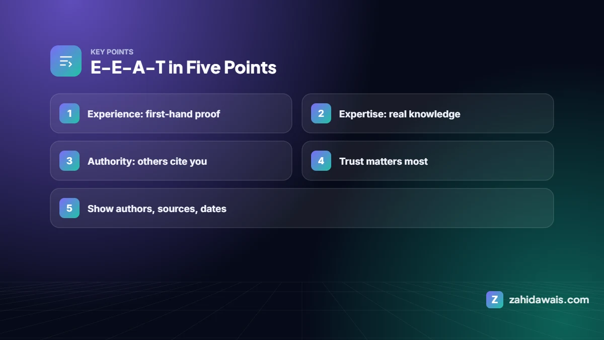 Key points: E-E-A-T in Five Points