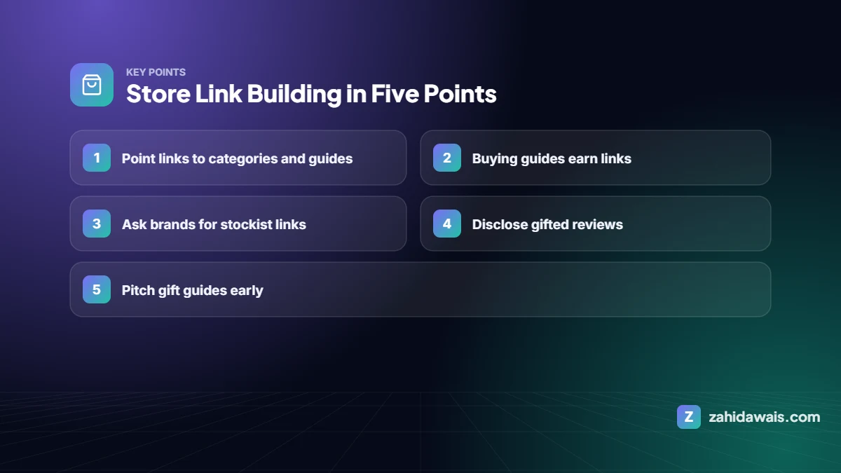 Key points: Store Link Building in Five Points