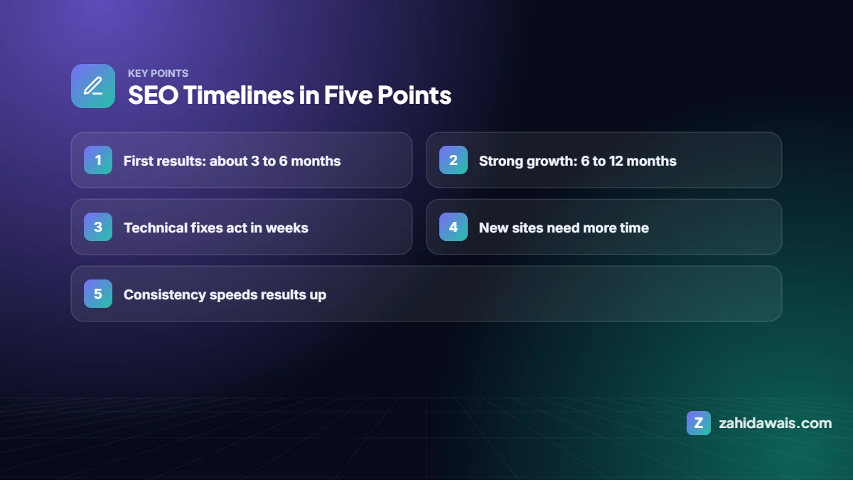 Key points: SEO Timelines in Five Points