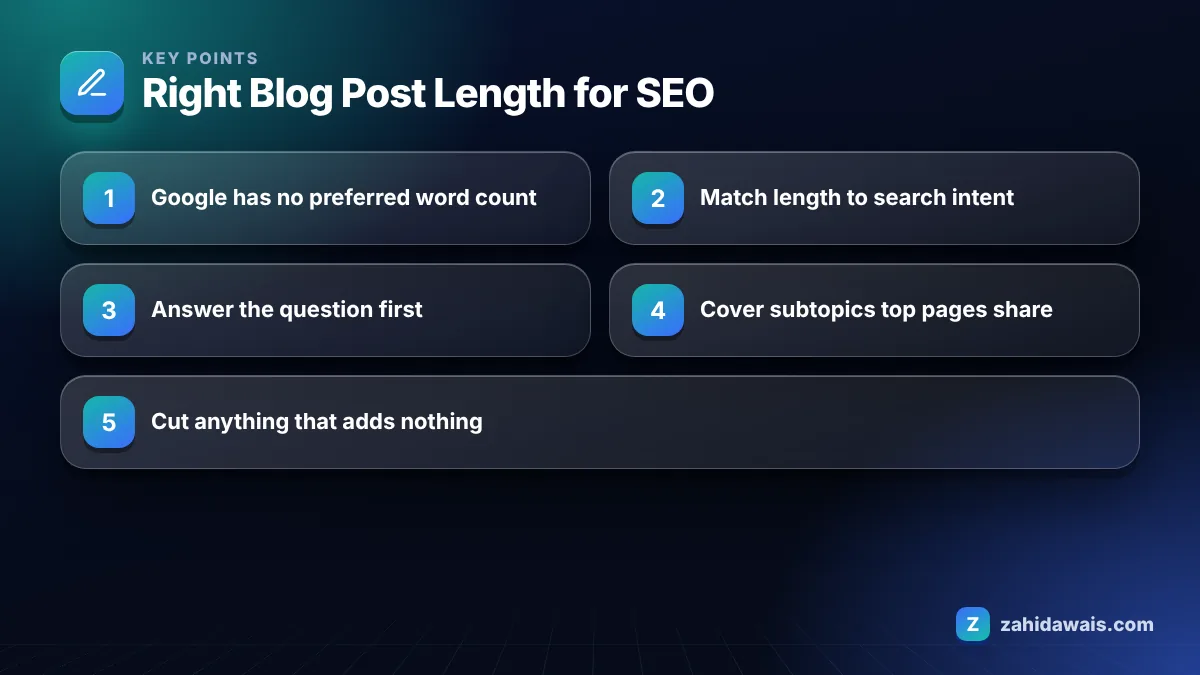 Key points: Right Blog Post Length for SEO