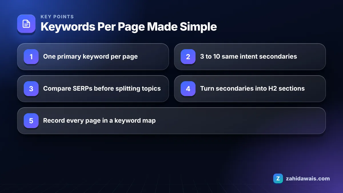 Key points: Keywords Per Page Made Simple