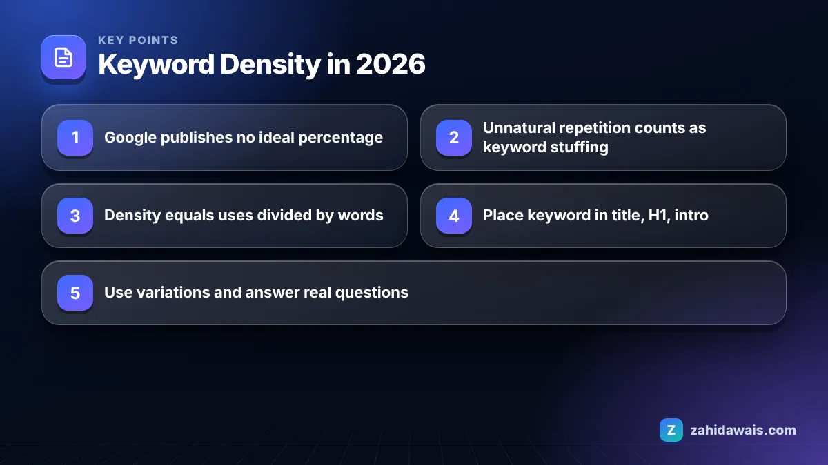 Key points: Keyword Density in 2026