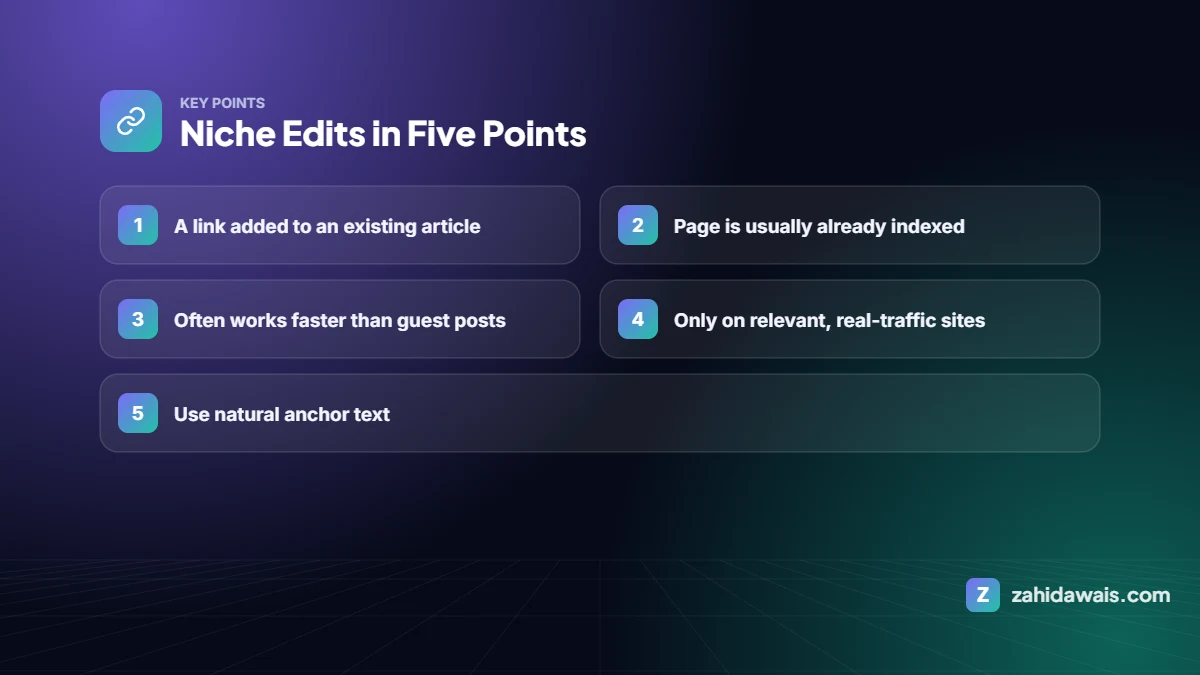 Key points: Niche Edits in Five Points