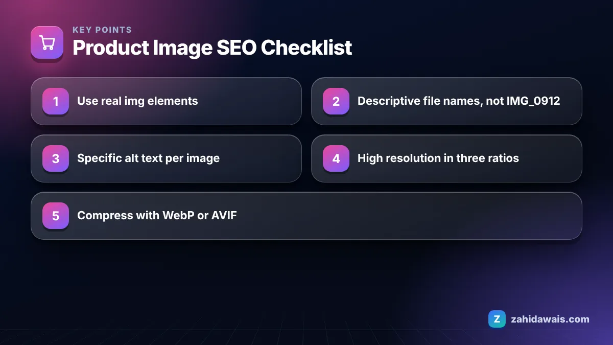 Key points: Product Image SEO Checklist
