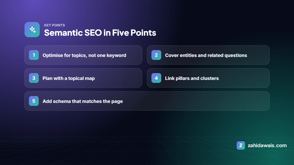 Key points: Semantic SEO in Five Points