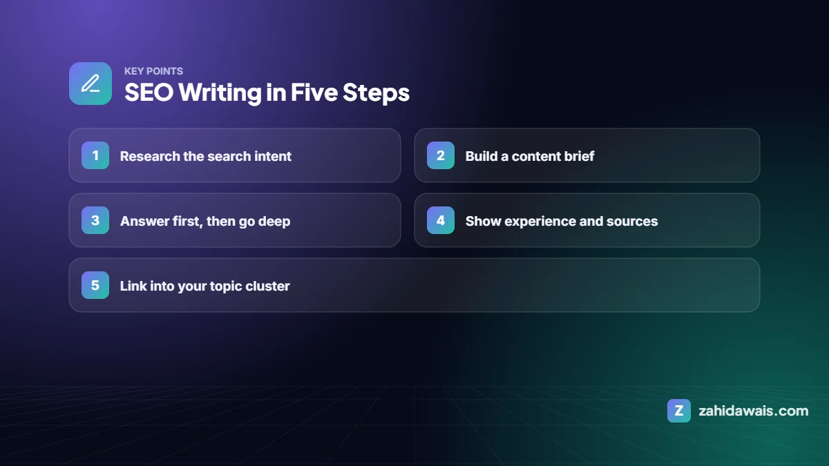 Key points: SEO Writing in Five Steps
